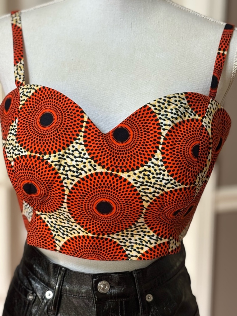 Grass-Fields Strap Top Geometric Print Back Zip Boho Size 12 - Picture 2 of 8
